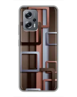 Чехол для Xiaomi POCO X4 GT с картинкой «Коричневые объемные квадраты»