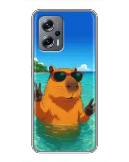 Чехол для Xiaomi POCO X4 GT с картинкой «Морская капибара»