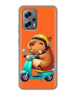 Чехол для Xiaomi POCO X4 GT с картинкой «Капибара на скутере»