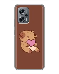 Чехол для Xiaomi POCO X4 GT с картинкой «Капибара с сердцем»