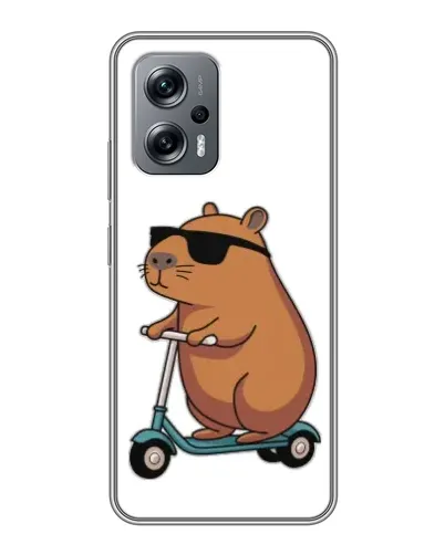 Чехол для Xiaomi POCO X4 GT с картинкой «Капибара на самокате»