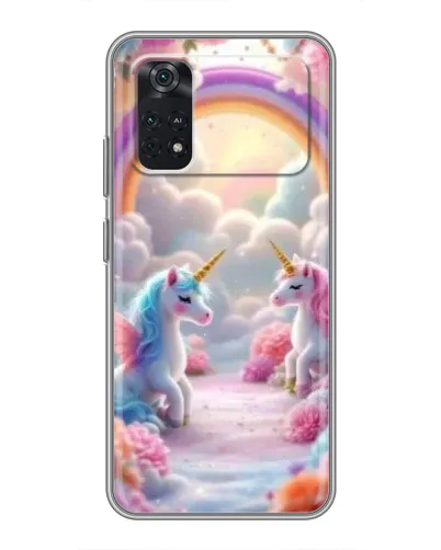 Чехол для Xiaomi POCO X4 Pro 5G с картинкой «Радуга и единороги»