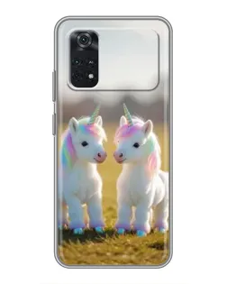 Чехол для Xiaomi POCO X4 Pro 5G с картинкой «Пара единорогов»