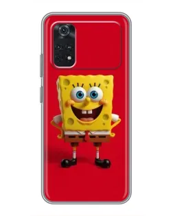 Чехол для Xiaomi POCO X4 Pro 5G с картинкой «Спанч Боб на красном»