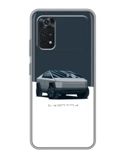 Чехол для Xiaomi POCO X4 Pro 5G с картинкой «Серебристый Cybertruck Tesla»