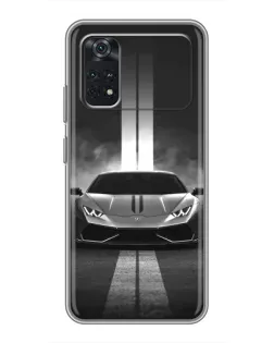 Чехол для Xiaomi POCO X4 Pro 5G с картинкой «Lamborghini симметрия дорог»