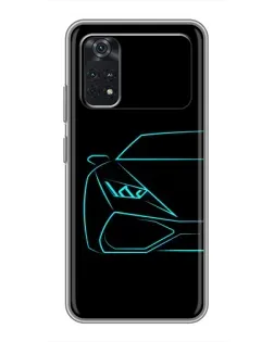 Чехол для Xiaomi POCO X4 Pro 5G с картинкой «Голубой силуэт Lamborghini»