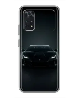 Чехол для Xiaomi POCO X4 Pro 5G с картинкой «Черный Lamborghini Aventador»