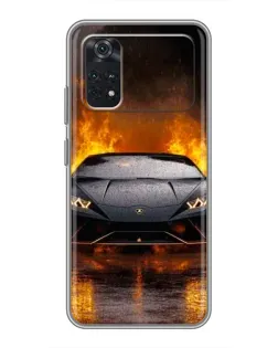 Чехол для Xiaomi POCO X4 Pro 5G с картинкой «Lamborghini в огне»