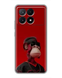 Чехол для Xiaomi POCO X6 Pro (5G) с картинкой «Bored Ape в красном» Чехол для Xiaomi POCO X6 Pro (5G) с картинкой «Bored Ape в красном»