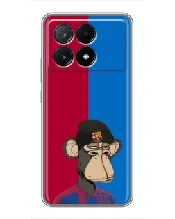 Чехол для Xiaomi POCO X6 Pro (5G) с картинкой «Bored Ape — фанат Барсы» Чехол для Xiaomi POCO X6 Pro (5G) с картинкой «Bored Ape — фанат Барсы»