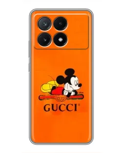 Чехол для Xiaomi POCO X6 Pro (5G) с картинкой «Микки Маус Gucci — оранж» Чехол для Xiaomi POCO X6 Pro (5G) с картинкой «Микки Маус Gucci — оранж»