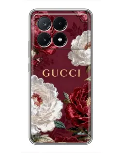 Чехол для Xiaomi POCO X6 Pro (5G) с картинкой «Gucci — бордовые розы» Чехол для Xiaomi POCO X6 Pro (5G) с картинкой «Gucci — бордовые розы»