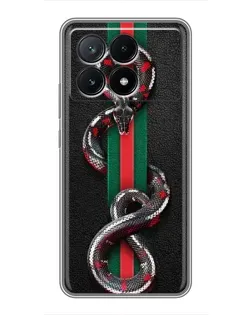 Чехол для Xiaomi POCO X6 Pro (5G) с картинкой «Gucci — змея на полосе» Чехол для Xiaomi POCO X6 Pro (5G) с картинкой «Gucci — змея на полосе»