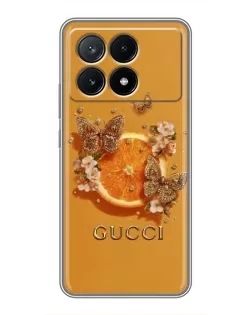 Чехол для Xiaomi POCO X6 Pro (5G) с картинкой «Gucci — золотые бабочки» Чехол для Xiaomi POCO X6 Pro (5G) с картинкой «Gucci — золотые бабочки»