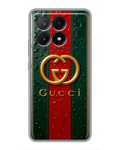 Чехол для Xiaomi POCO X6 Pro (5G) с картинкой «Gucci — фирменная полоса и золото» Чехол для Xiaomi POCO X6 Pro (5G) с картинкой «Gucci — фирменная полоса и золото»