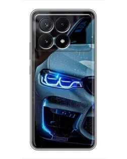 Чохол для Xiaomi POCO X6 Pro (5G) з картинкою «Погляд BMW з синіми фарами»