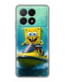 Чохол для Xiaomi POCO X6 Pro (5G) з картинкою «Спанч Боб на гідроциклі»