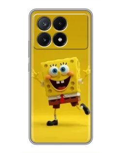 Чехол для Xiaomi POCO X6 Pro (5G) с картинкой «Позитивный Губка Боб»