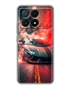 Чехол для Xiaomi POCO X6 Pro (5G) с картинкой «Lamborghini красный дым»