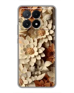 Чехол для Xiaomi POCO X6 Pro (5G) с картинкой «Бежевый флористический декор» Чехол для Xiaomi POCO X6 Pro (5G) с картинкой «Бежевый флористический декор»
