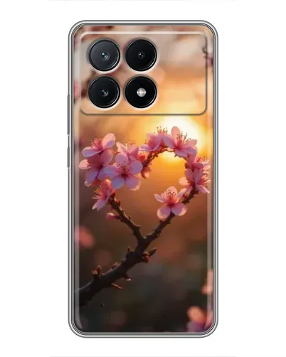 Чехол для Xiaomi POCO X6 Pro (5G) с картинкой «Розовый цвет сердце на фоне заката» Чехол для Xiaomi POCO X6 Pro (5G) с картинкой «Розовый цвет сердце на фоне заката»