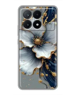 Чехол для Xiaomi POCO X6 Pro (5G) с картинкой «Белый цветок и золотой флюид» Чехол для Xiaomi POCO X6 Pro (5G) с картинкой «Белый цветок и золотой флюид»