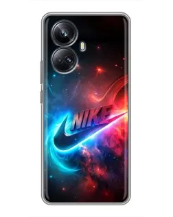 Чехол для Realme 10 Pro Plus с картинкой «Огненный логотип Nike»