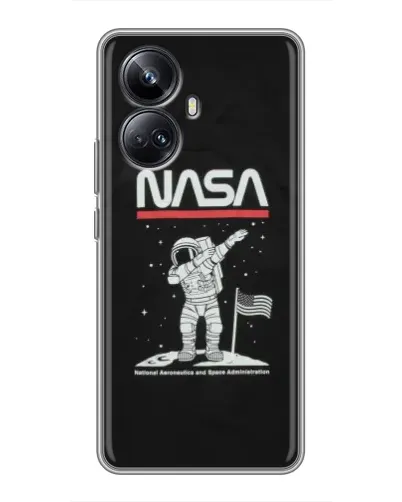 Чехол для Realme 10 Pro Plus с картинкой «NASA — шагаем по Луне»