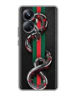 Чехол для Realme 10 Pro Plus с картинкой «Gucci — змея на полосе» Чехол для Realme 10 Pro Plus с картинкой «Gucci — змея на полосе»