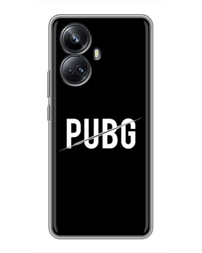 Чехол для Realme 10 Pro Plus с картинкой «PUBG — белый логотип»