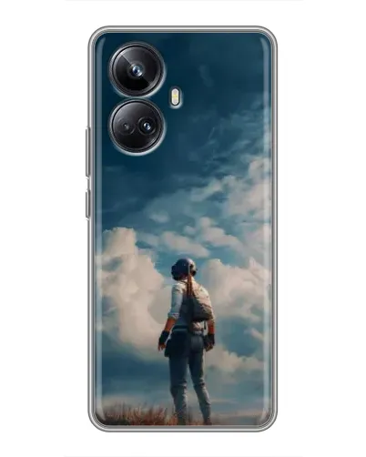 Чехол для Realme 10 Pro Plus с картинкой «Герой PUBG на скале»