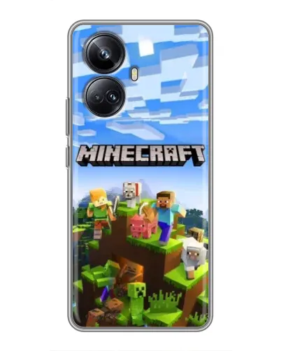 Чехол для Realme 10 Pro Plus с картинкой «Minecraft классический мир»