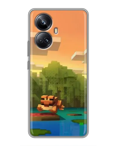 Чехол для Realme 10 Pro Plus с картинкой «Майнкрафт закат солнца»