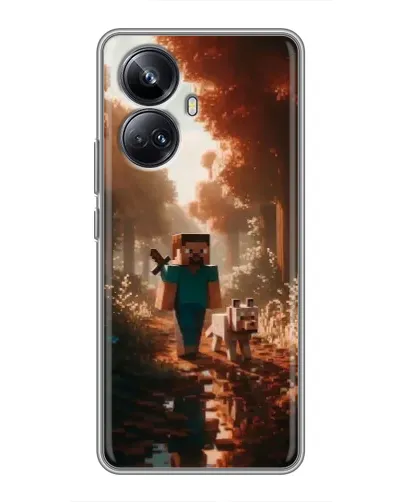 Чехол для Realme 10 Pro Plus с картинкой «Стив в лесу»