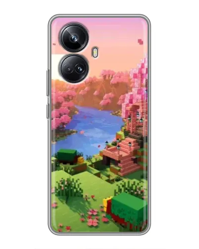 Чехол для Realme 10 Pro Plus с картинкой «Розовое дерево Minecraft»