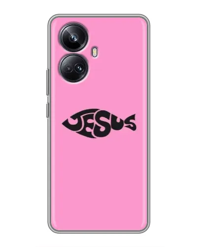 Чехол для Realme 10 Pro Plus с картинкой «Розовый символ  Jesus»