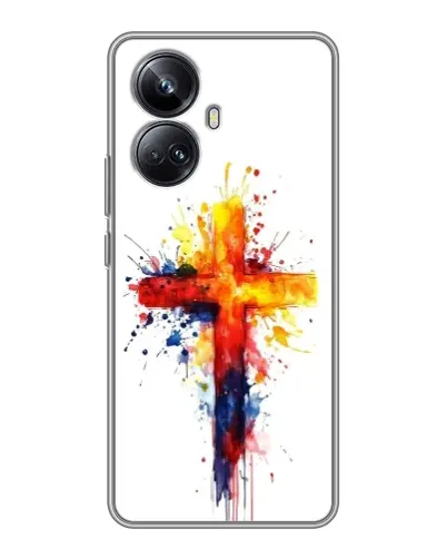 Чехол для Realme 10 Pro Plus с картинкой «Акварельный крест»