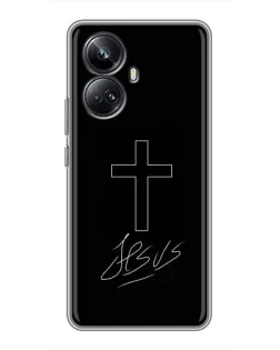 Чехол для Realme 10 Pro Plus с картинкой «Графический крест Jesus» Чехол для Realme 10 Pro Plus с картинкой «Графический крест Jesus»