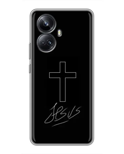 Чехол для Realme 10 Pro Plus с картинкой «Графический крест Jesus» Чехол для Realme 10 Pro Plus с картинкой «Графический крест Jesus»