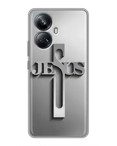 Чехол для Realme 10 Pro Plus с картинкой «Металлический крест Jesus» Чехол для Realme 10 Pro Plus с картинкой «Металлический крест Jesus»