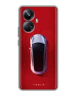 Чехол для Realme 10 Pro Plus с картинкой «Tesla Top View»