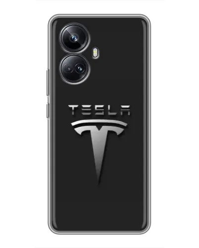Чехол для Realme 10 Pro Plus с картинкой «Стальной логотип Tesla»
