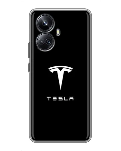 Чехол для Realme 10 Pro Plus с картинкой «Tesla White Logo»