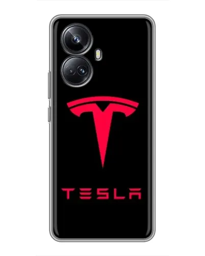 Чехол для Realme 10 Pro Plus с картинкой «Tesla Red Logo»