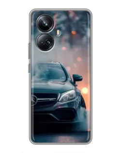 Чехол для Realme 10 Pro Plus с картинкой «Mercedes — ночной город»