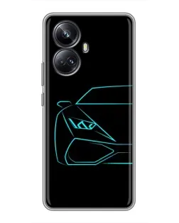 Чехол для Realme 10 Pro Plus с картинкой «Голубой силуэт Lamborghini» Чехол для Realme 10 Pro Plus с картинкой «Голубой силуэт Lamborghini»