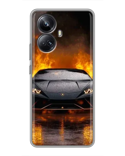 Чехол для Realme 10 Pro Plus с картинкой «Lamborghini в огне»