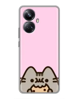 Чехол для Realme 10 Pro Plus с картинкой «Pusheen и печенье»
