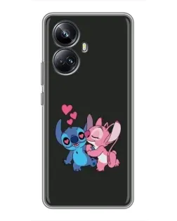 Чехол для Realme 10 Pro Plus с картинкой «Анжел целует Стича»